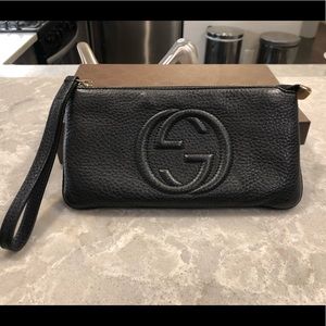 Gucci Wristlet Wallet Soho Cellarius Black Leather